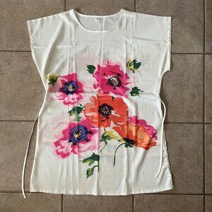 Pink and Orange Floral Shift Dress